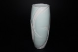 bluish white porcelain bowl with colored lines