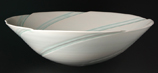 white porcelain bowl with colored lines