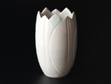 white porcelain vase with colored floral lines
