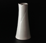 white porcelain vase with colored lines